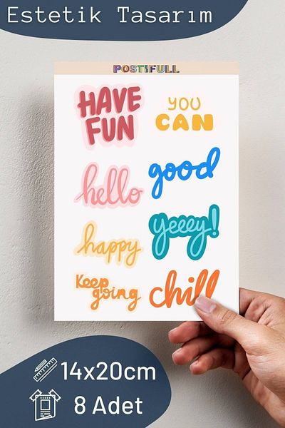 Postifull Σετ αυτοκόλλητων με θέμα Motivational - Σετ αυτοκόλλητων 8 τεμαχίων - Αυτοκόλλητο συμβατό με τηλέφωνο, tablet, φορητό υπολογιστή