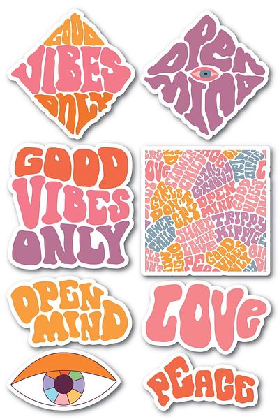 Postifull Soft Indie Themed Sticker Set - 8 Piece Sticker Set - Phone, Tablet, Notebook Laptop Compatible Sticker