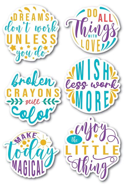 Postifull Motivational Themed Sticker Set - 6 Piece Sticker Set - Phone, Tablet, Notebook Laptop Compatible Sticker