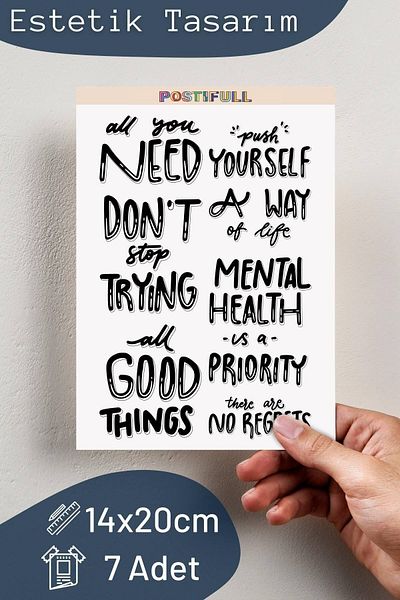 Postifull Σετ αυτοκόλλητων με θέμα Motivational - Σετ αυτοκόλλητων 8 τεμαχίων - Αυτοκόλλητο συμβατό με τηλέφωνο, tablet, φορητό υπολογιστή