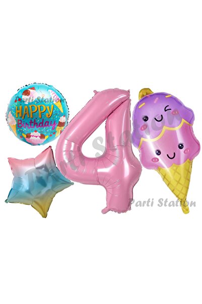 Parti Station مجموعة بالونات عيد الميلاد للآيس كريم والحلوى لعمر 4 سنوات