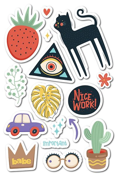 Postifull Drawing Themed Sticker Set - 14 Piece Sticker Set - Phone, Tablet, Notebook Laptop Compatible Sticker