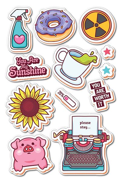 Postifull Minimal Themed Sticker Set - 12 Piece Sticker Set - Phone, Tablet, Notebook Laptop Compatible Stickers