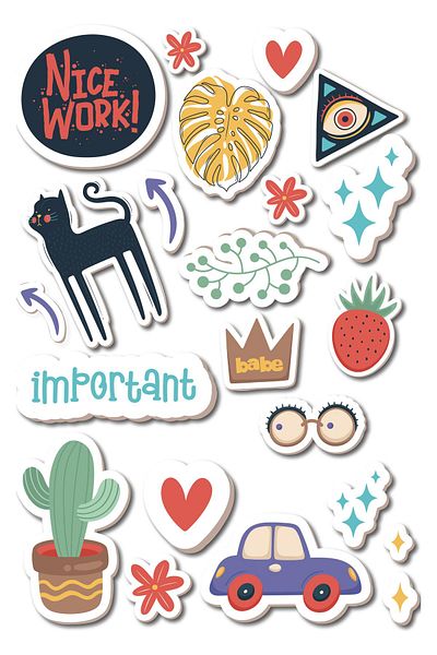Postifull Minimal Themed Sticker and Label Set - Medium Size - Waterproof, Thick Adhesive Sticker Set