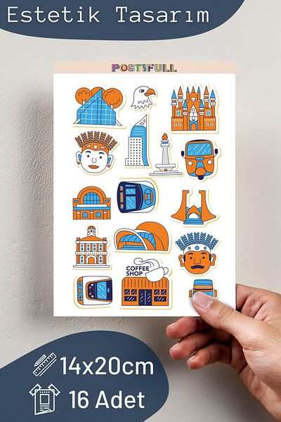 Postifull Cities Themed Sticker and Label Set - Medium Size - Waterproof, Thick Adhesive Sticker Set