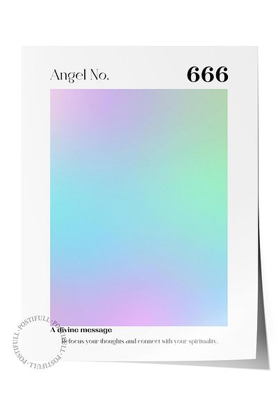 Postifull Αφίσα χωρίς πλαίσιο, Σειρά Aura NO:127 - 666 - Μπλε και Πράσινο, Αριθμοί Αγγέλου, Έγχρωμη Αφίσα