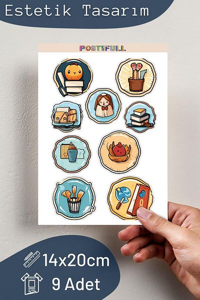 Postifull Books & Art Themed Sticker and Label Set - Medium Size - Waterproof, Thick Adhesive Sticker Set