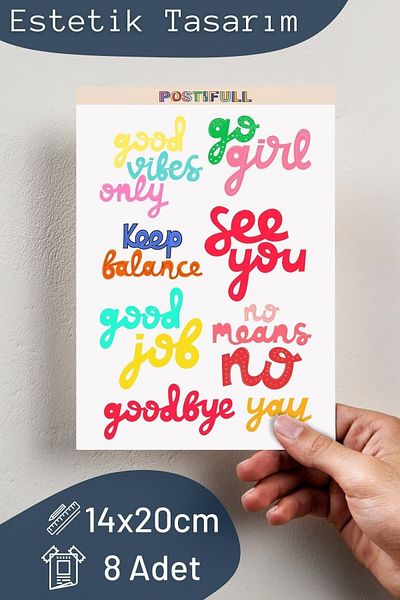Postifull Σετ αυτοκόλλητων με θέμα Motivational - Σετ αυτοκόλλητων 8 τεμαχίων - Αυτοκόλλητο συμβατό με τηλέφωνο, tablet, φορητό υπολογιστή