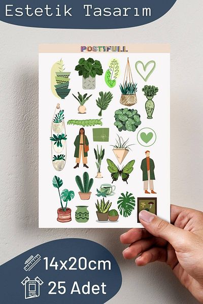 Postifull Green Themed Sticker Set - 25 Pieces Sticker Set - Phone, Tablet, Notebook Laptop Compatible Sticker