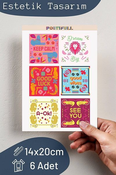 Postifull Motivational Themed Sticker Set - 6 Piece Sticker Set - Phone, Tablet, Notebook Laptop Compatible Sticker