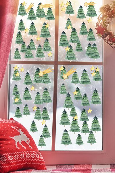 Postifull New Year Sticker Set, New Year Christmas Ornament, Christmas Decoration, Door, Wall And Glass Decoration Sticker