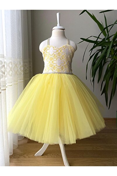 BerrinceTasarım Dantelli Taşlı Prenses Gelinlik Çocuk Abiye Elbise