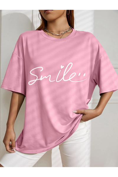 Generic Brand oversize smile printed T-shirt