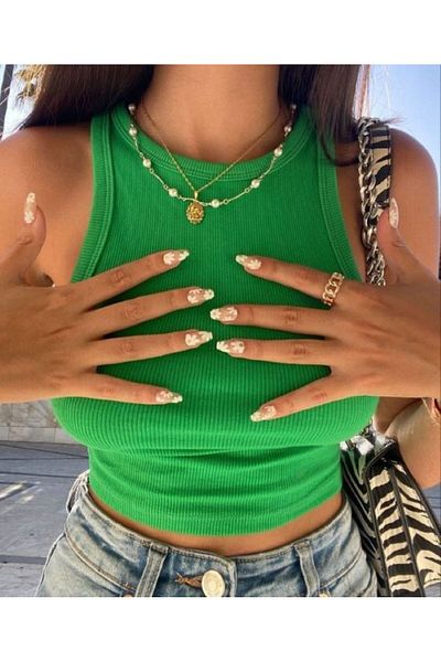 VivaJoy Green Halter Neck Corded Undershirt