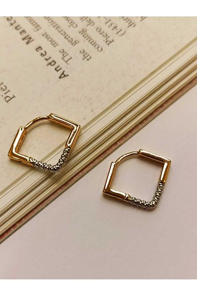 PAMES Triangle Rose Silver Detailed Earrings