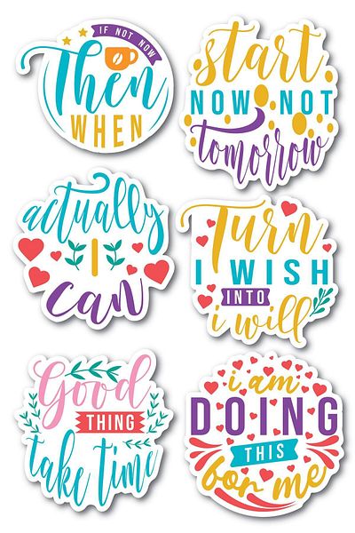 Postifull Motivational Themed Sticker Set - 6 Piece Sticker Set - Phone, Tablet, Notebook Laptop Compatible Sticker