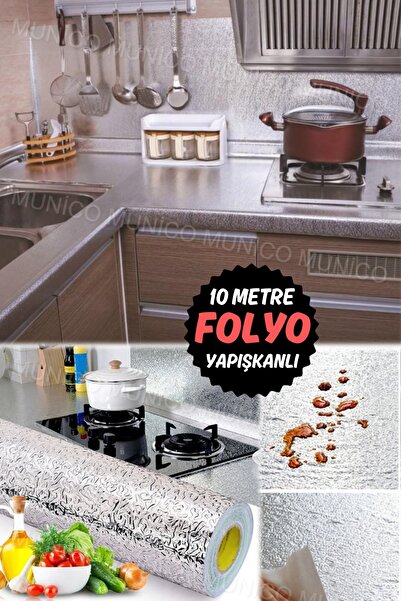Munico Çok Fonksiyonlu Heryere Yapışabilir Kaliteli Folyo Yapışkanlı Kalın Çizilmez Yanmaz Mutfak Folyosu