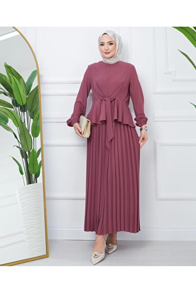 gül sezgin butik Efsun fashion Women Dusty Rose Set de 2 bluze din fustă din ...
