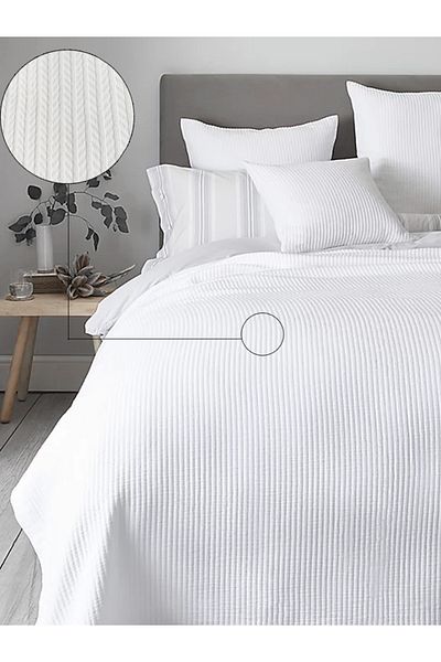 CAQQA Premium White Oversize Pique - 100% βαμβάκι, πλεκτό μοτίβο νήμα δαχτυλιδιού