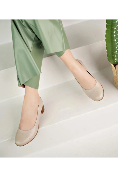 ELF HAKİKİ DERİ KADIN GÜNLÜK TOPUKLU AYAKKABI