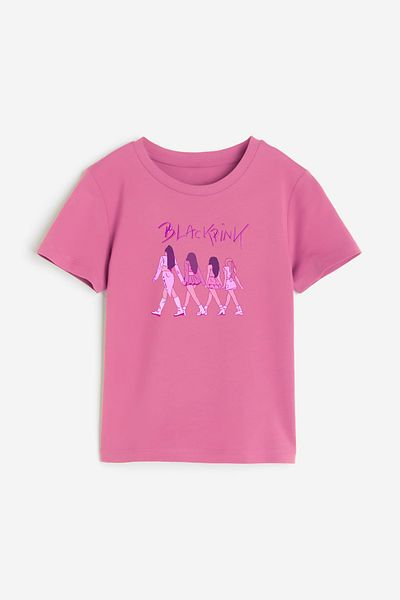 Darkia Детска тениска с къс ръкав и кръгло деколте с щампа на Blackpink Music Group