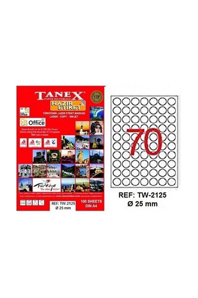 Tanex 0.25 mm Laser Label - 100 Yp Round, Laser-Copy-Inkjet Tw-2125