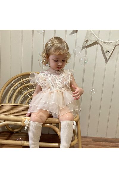Ma Moi Baby Beige Baby Girl Romper - Sweety Back Detail
