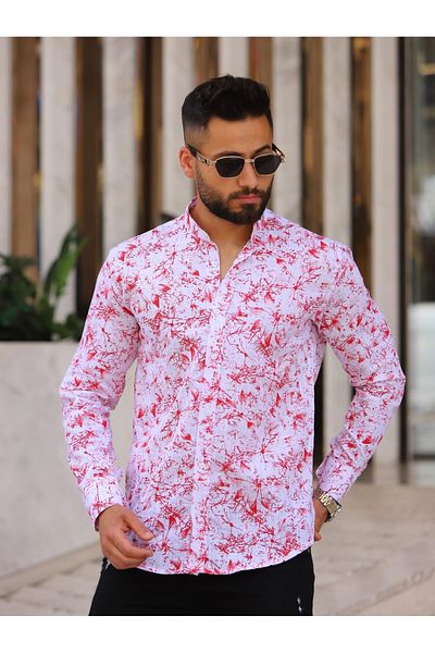 blackpanther Dominant Collar Linen Printed Lichraless Slim Fit Shirt