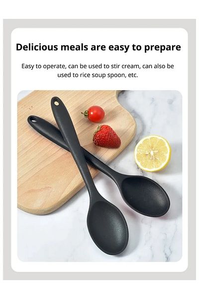 LOVYCO 28 Cm Hard Tip Heat Resistant Silicone Long Spoon - 1 Piece