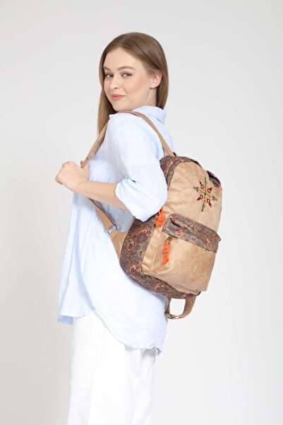 Street Bag Nubi Etnik Otantik Bohem Nakışlı Desenli Sırt Çantası Günlük Seyahat Kullanım