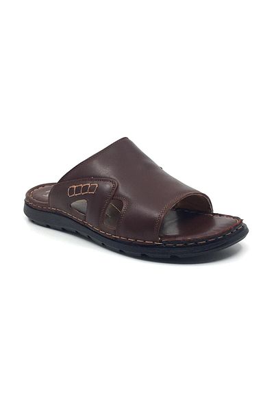 Çetintaş Luis Figo 100% Leather Daily Orthopedic Men's Large Size Slippers 39-48