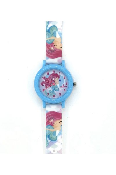 Coliseum FM ANALOG GIRL CHILDREN'S ARM CLOCK WITH MARINE GIRL FIGURE PINK BLUE