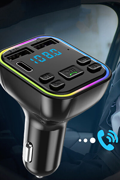 Genel Markalar Siyah Fm Verici Araba Için Bluetooth Uyumlu Araç Adaptörü Çift USB Şarj Cihazı Mp3 Çalar Desteği