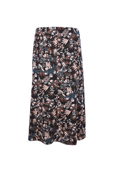 TUSSE Women's Printed Flower Patterned Elastic Waist Pieced Woven Large Size Mother Skirt