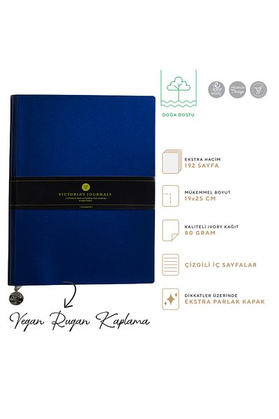 Victoria's Journals Caiet cu copertă flexibilă din piele lacuată Smyth, 19x25 cm -Albastru