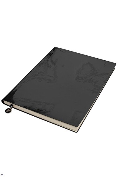 Victoria's Journals Caiet cu copertă flexibilă din piele lacuată Smyth, 19x25 cm -Negru