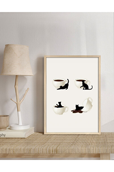 Vetro Design Рамка с картина на котка, обичаща кафе