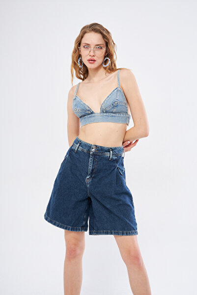 Kutaf Bol Kesim Denim Şort