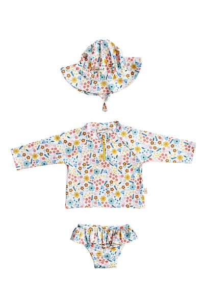 Miela Kids Uv Protection Long Sleeve Swimsuit Set - Girl