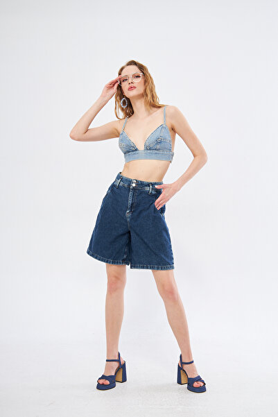 Kutaf Bol Kesim Denim Şort