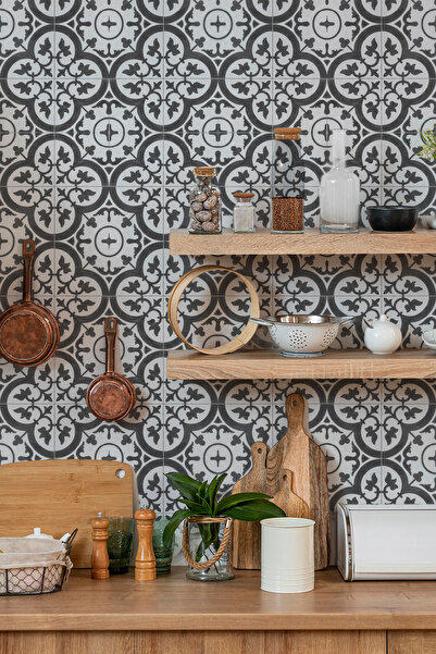 Yoko Home Mutfak Tezgah Arası Gri Mermer Deseni Folyo Kaplama Sticker, Uv Baskı, 100x50 cm