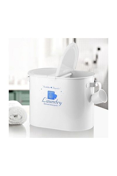 Laundry Μεταλλικό κουτί απορρυπαντικού 2 διαμερισμάτων Λευκό Lr007