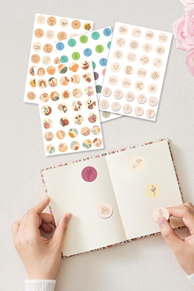 Postifull 500 Pieces of Adhesive Labels, 16 Pages Sticker Book, Agenda, Bullet Journal, Diary, Laptop