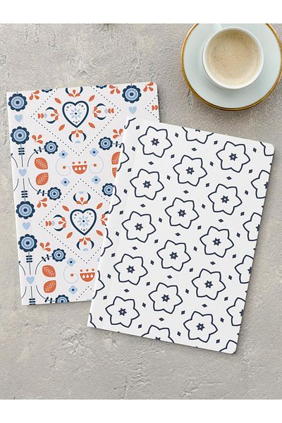Postifull مجموعة دفتر ملاحظات غير مبطنة، 2 دفتر ملاحظات بطابع بوهو، دفتر ملاحظات، دفتر ملاحظات، 64 صفحة متوسطة الحجم