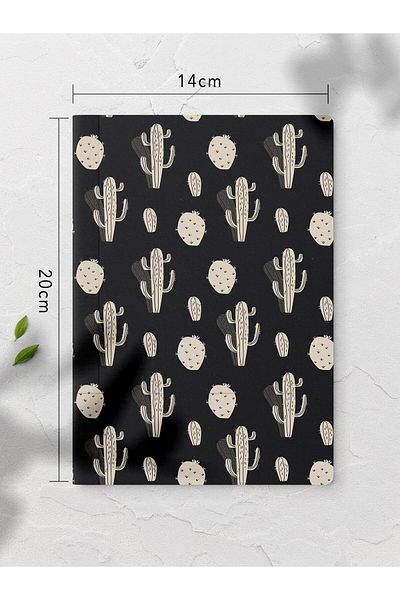 Postifull Caiet fără linii, Caiet cu model cactus, Blocnotes, Caiet pentru minte și memorie, 64 pagini, 14*21 cm