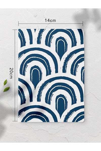 Postifull Caiet fără linii, Caiet cu model Boho albastru, Blocnotes, Caiet pentru minte și memorie, 64 de coli, 14*21 cm
