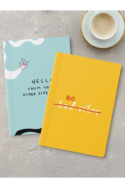 Postifull Unlined Notebook Set, 2 Pieces of Motivational Patterned Notebook, Notepad, Memory Book, 64 Pages