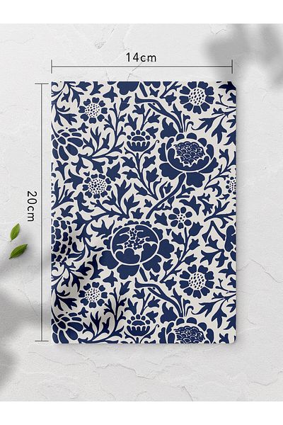 Postifull دفتر ملاحظات غير مبطن، دفتر ملاحظات بنمط بوهو أزرق، مفكرة، مفكرة ذهنية وذاكرة، 64 صفحة، 14*21 سم