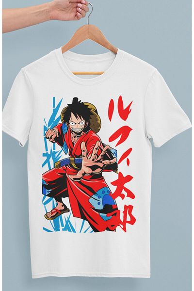 Fuddy Moda Oversize One Piece Luffy Printed T-shirt, Unisex Anime Printed T-shirt