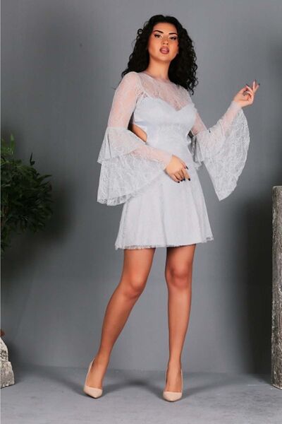 TİESSİ Women's Gray Cut Out Detailed Mini Dress